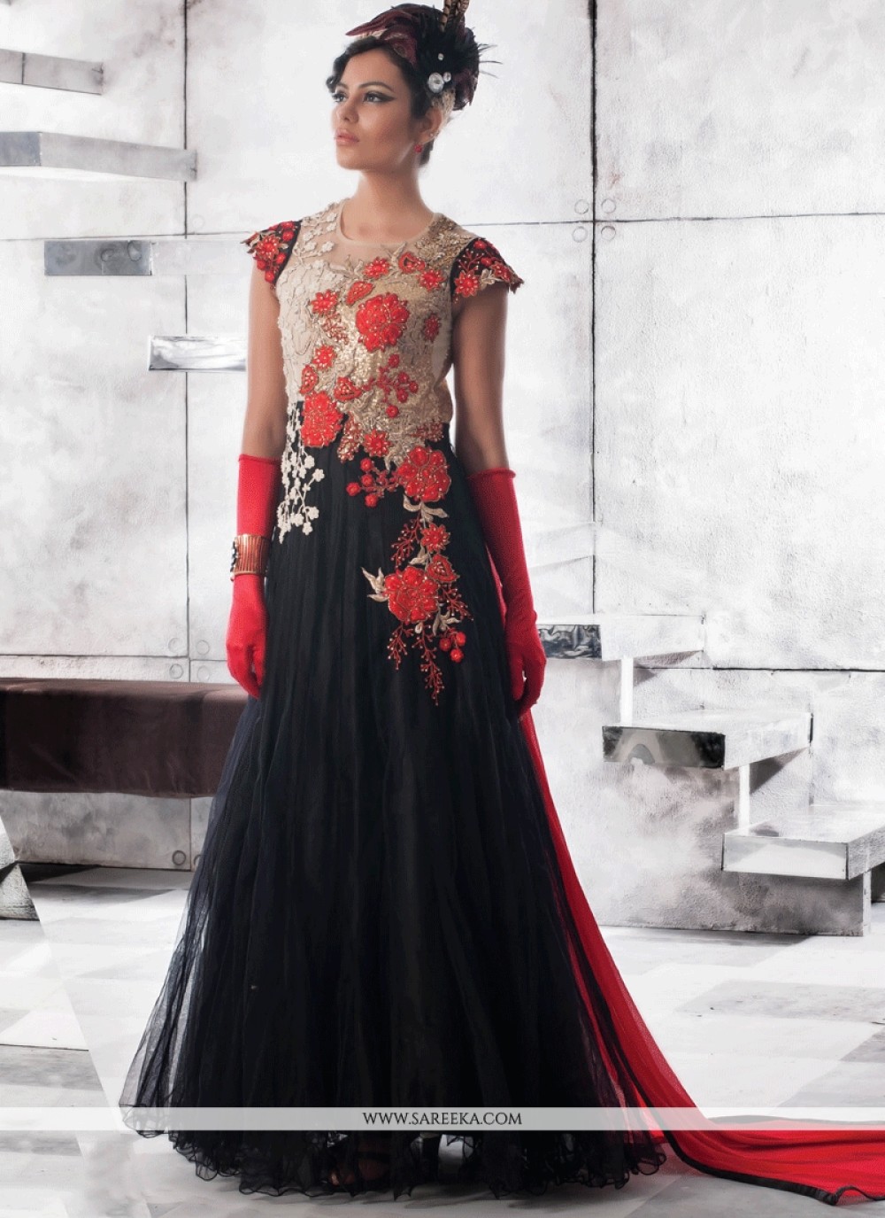 designer gowns black