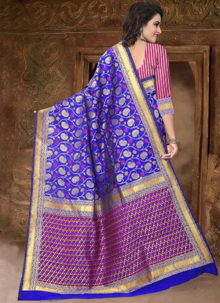 Blue Art Silk Traditional Designer Saree