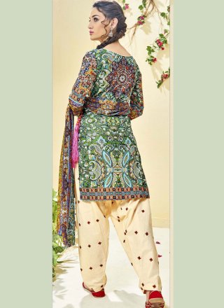 Blue Print Work Cotton   Punjabi Suit