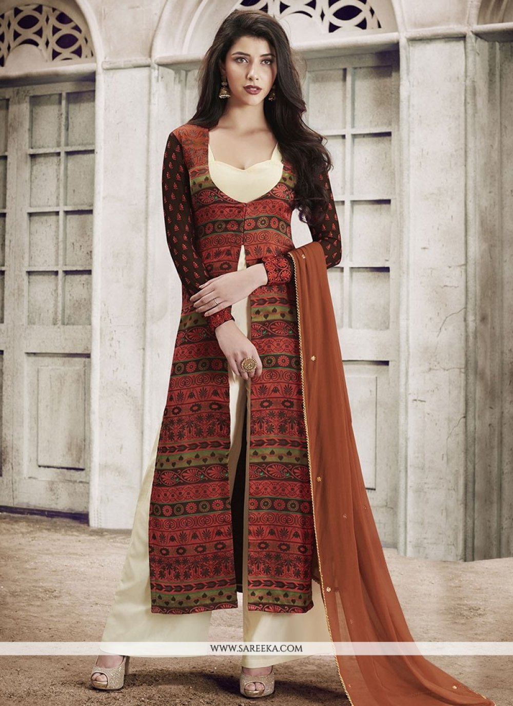Embroidered Work Faux Georgette Designer Palazzo Suit