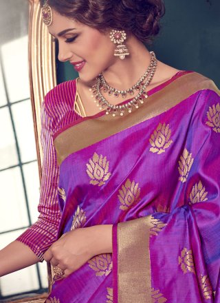 Purple Art Silk Traditional  Saree