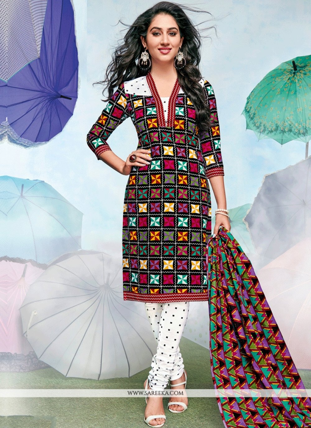 multi color churidar material