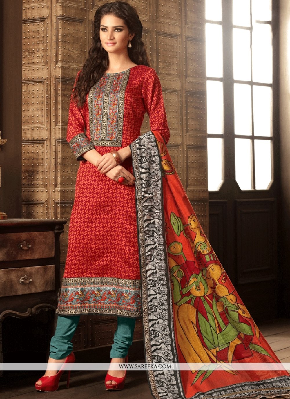 Rust Cotton Churidar Suit 144225