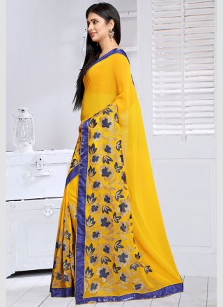 Lace Work Georgette Casual Saree