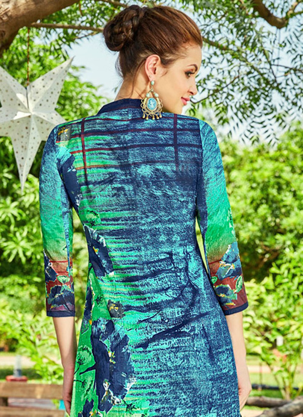 Buy Green and Navy Blue Palazzo Suit Online : India