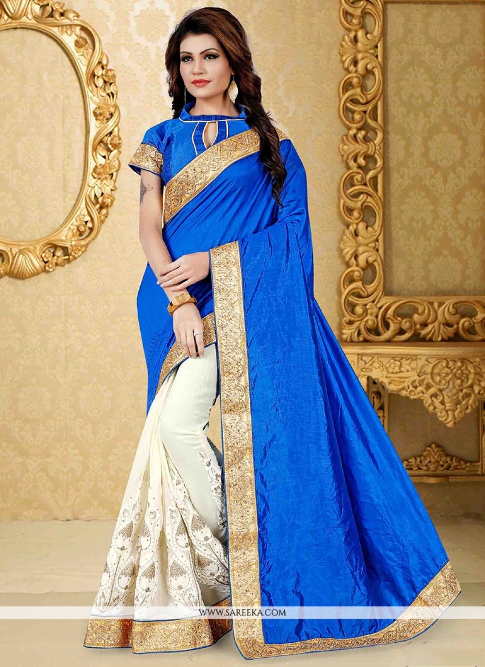 athulya-ravi-blue-saree-with-white-blouse-3 | Fashionworldhub