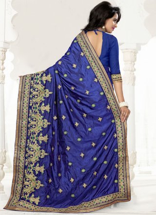 Crepe Silk Blue Designer Traditional Saree