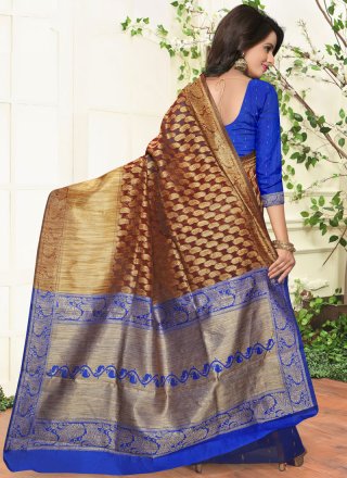 Weaving Work Blue Traditional  Saree