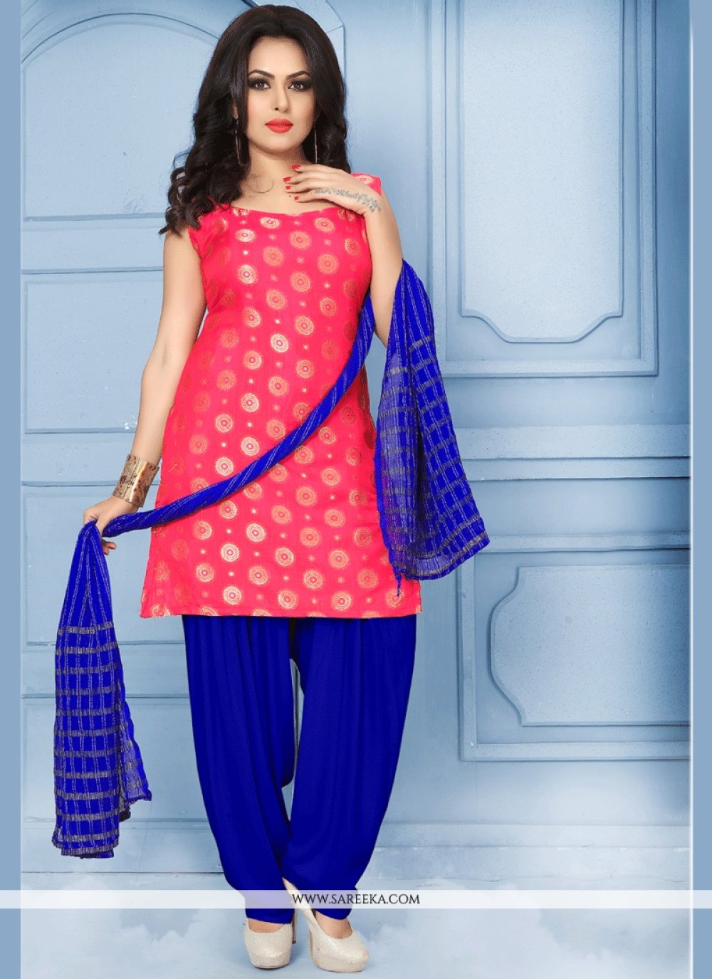 Shop Online Embroidered Work Banarasi Silk Punjabi Suit : 64387 -