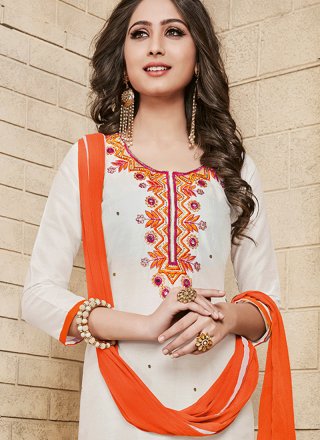 Embroidered Work Churidar Suit