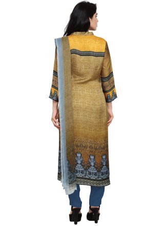 Art Silk Digital Print Work Churidar Designer Suit 