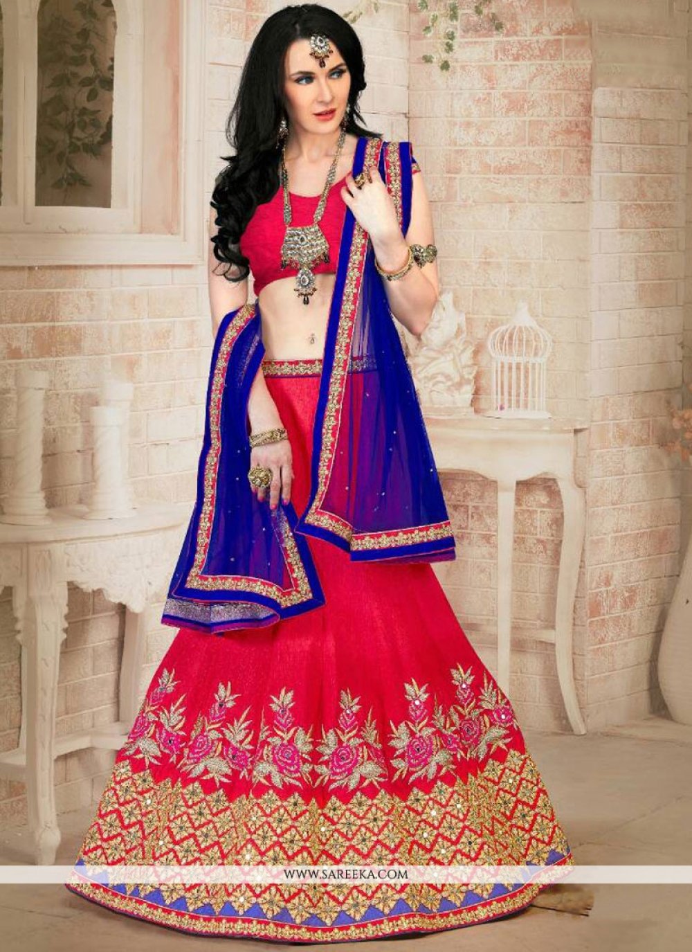 Dark Blue & Red Coloured Pure Kanjivaram Silk with Zari Body and Borde –  Royskart