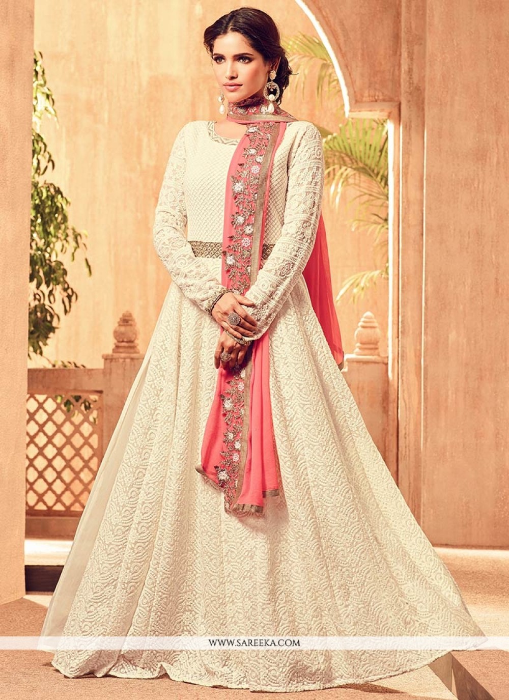 white floor length suit