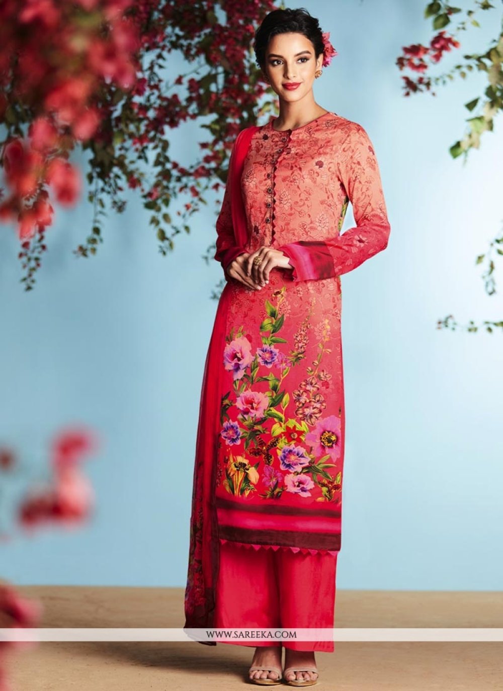 Buy Digital Print Work Designer Palazzo Suit Online : UAE