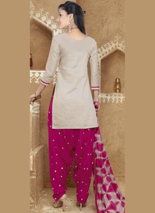 Grey and Rani Designer Patila Salwar Suit
