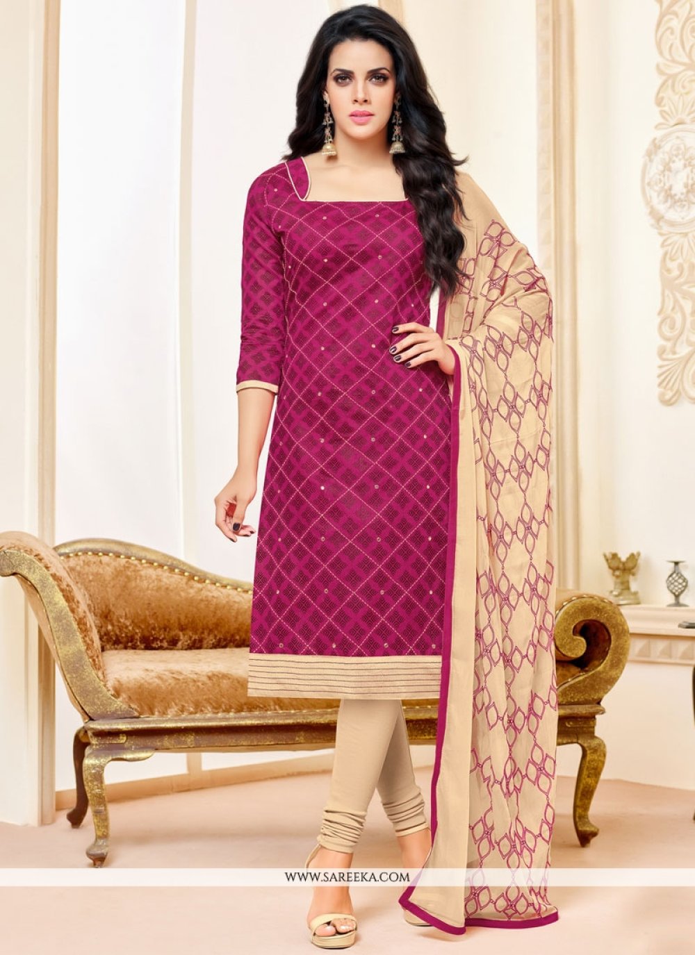 pink churidar images