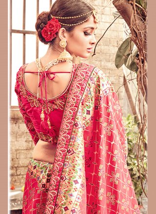 Hot Pink Embroidered Work Banarasi Silk Designer Traditional Saree