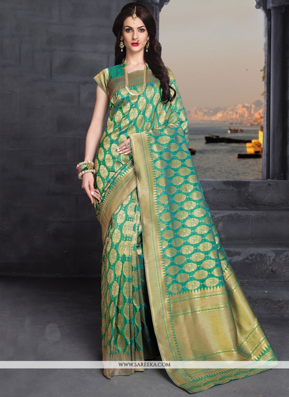 banarasi silk gown design