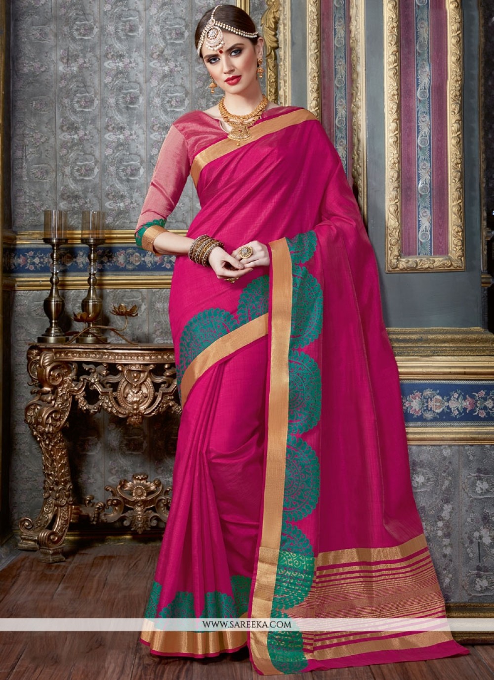 Buy Magenta Traditional Designer Saree Online : Singapore