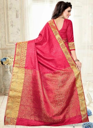 Art Silk Hot Pink Weaving Work Designer Traditional Saree
