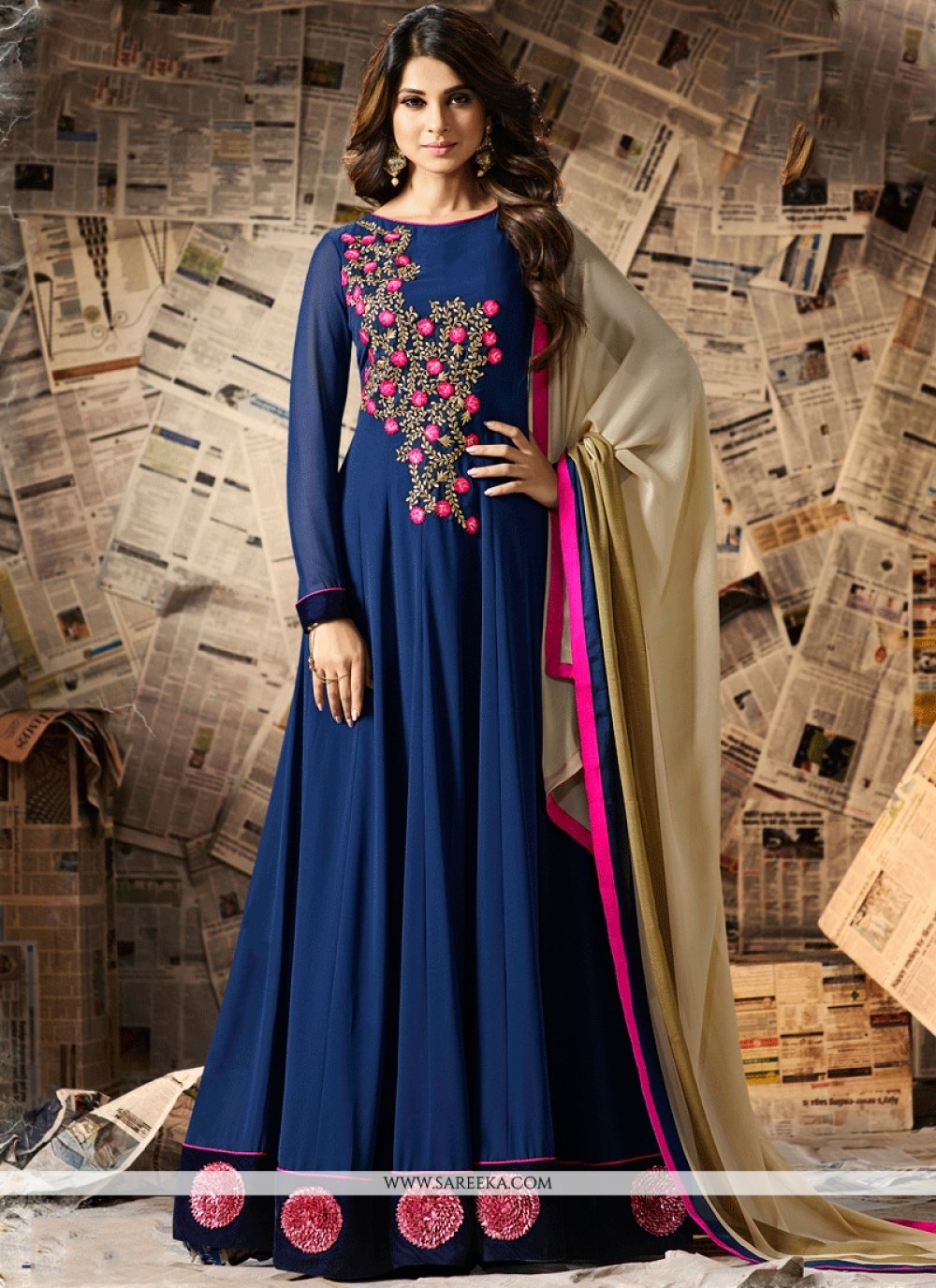 Buy Jennifer Winget Lace Work Faux Georgette Anarkali Suit Online Germany