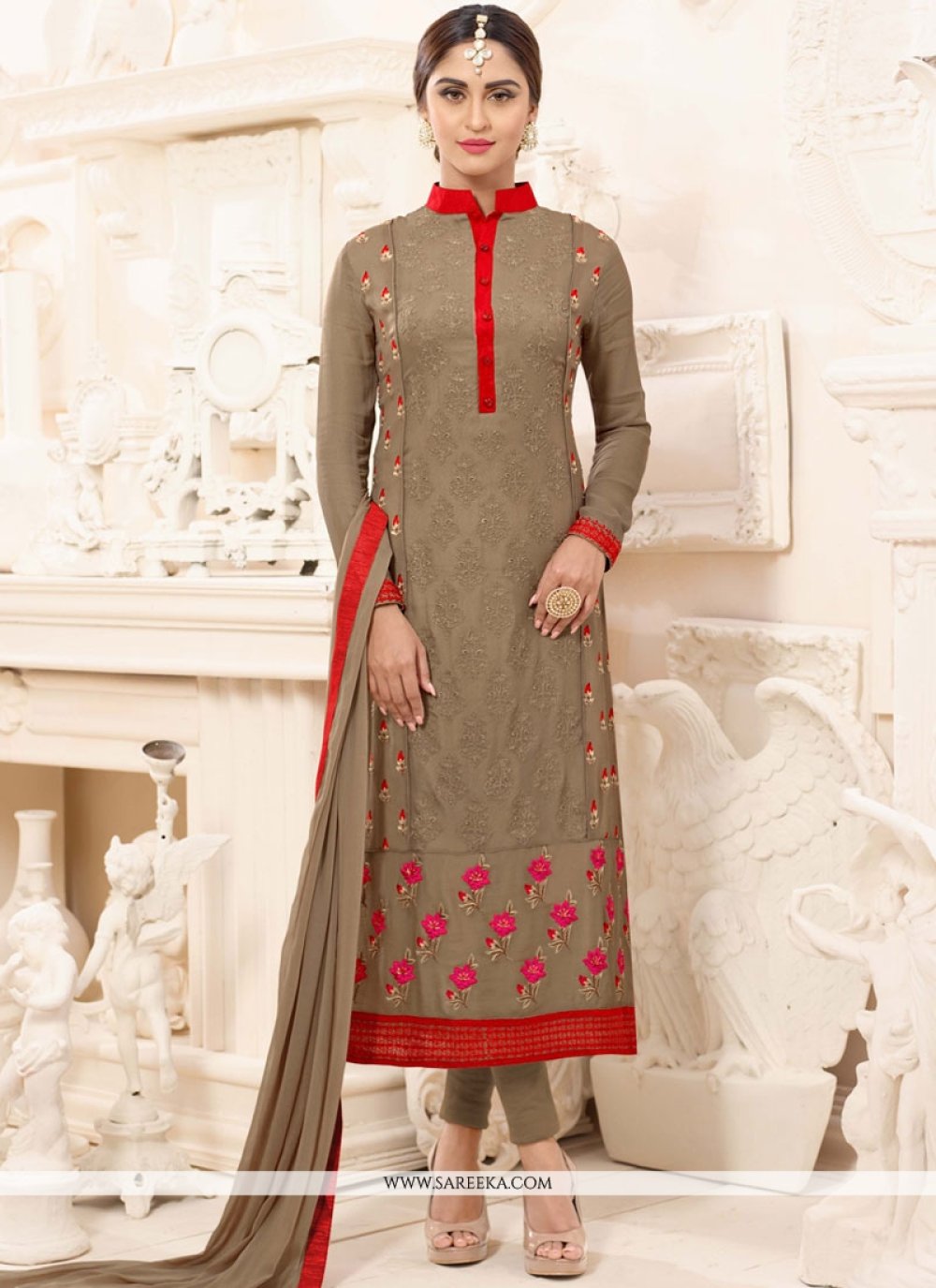 Buy Krystle Dsouza Brown Churidar Suit Online : UK, USA, Canada ...