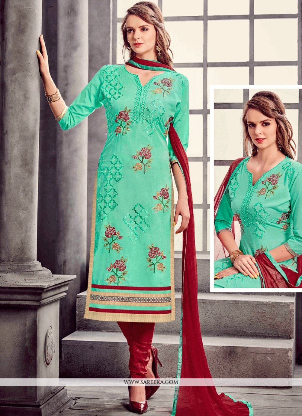 lace material churidar