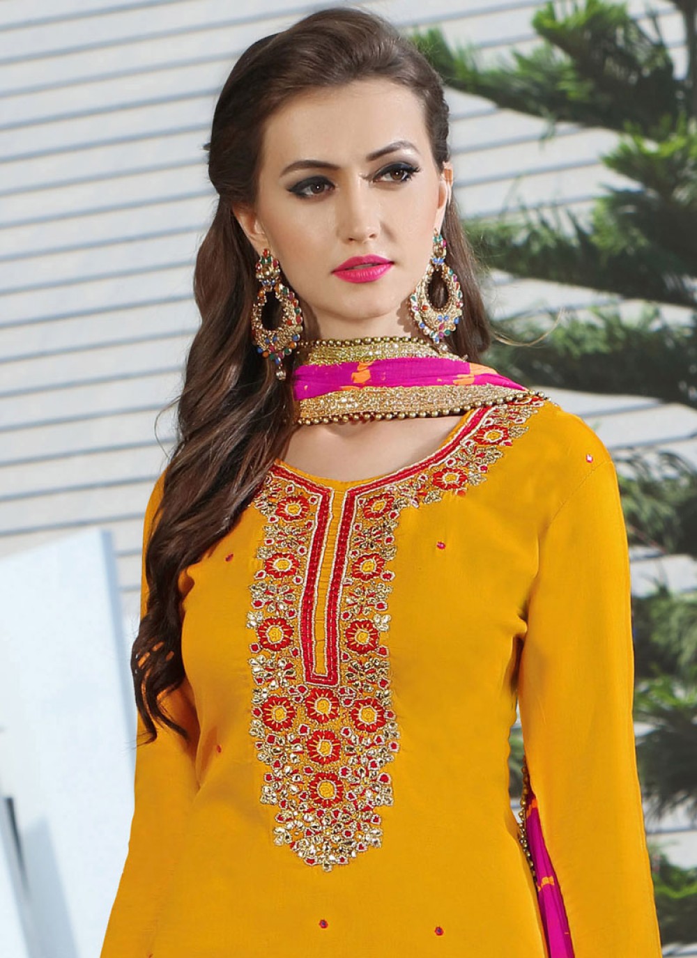 punjabi suit lace neck design