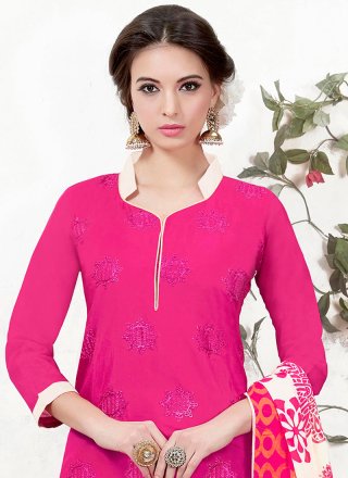 Chanderi Hot Pink Churidar Designer Suit