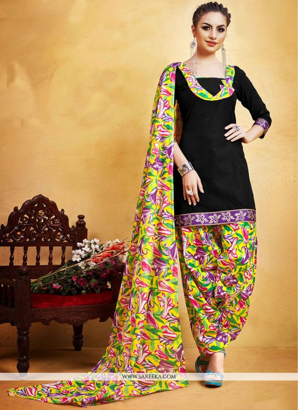 Fancy Fabric Black Punjabi Suit ...
