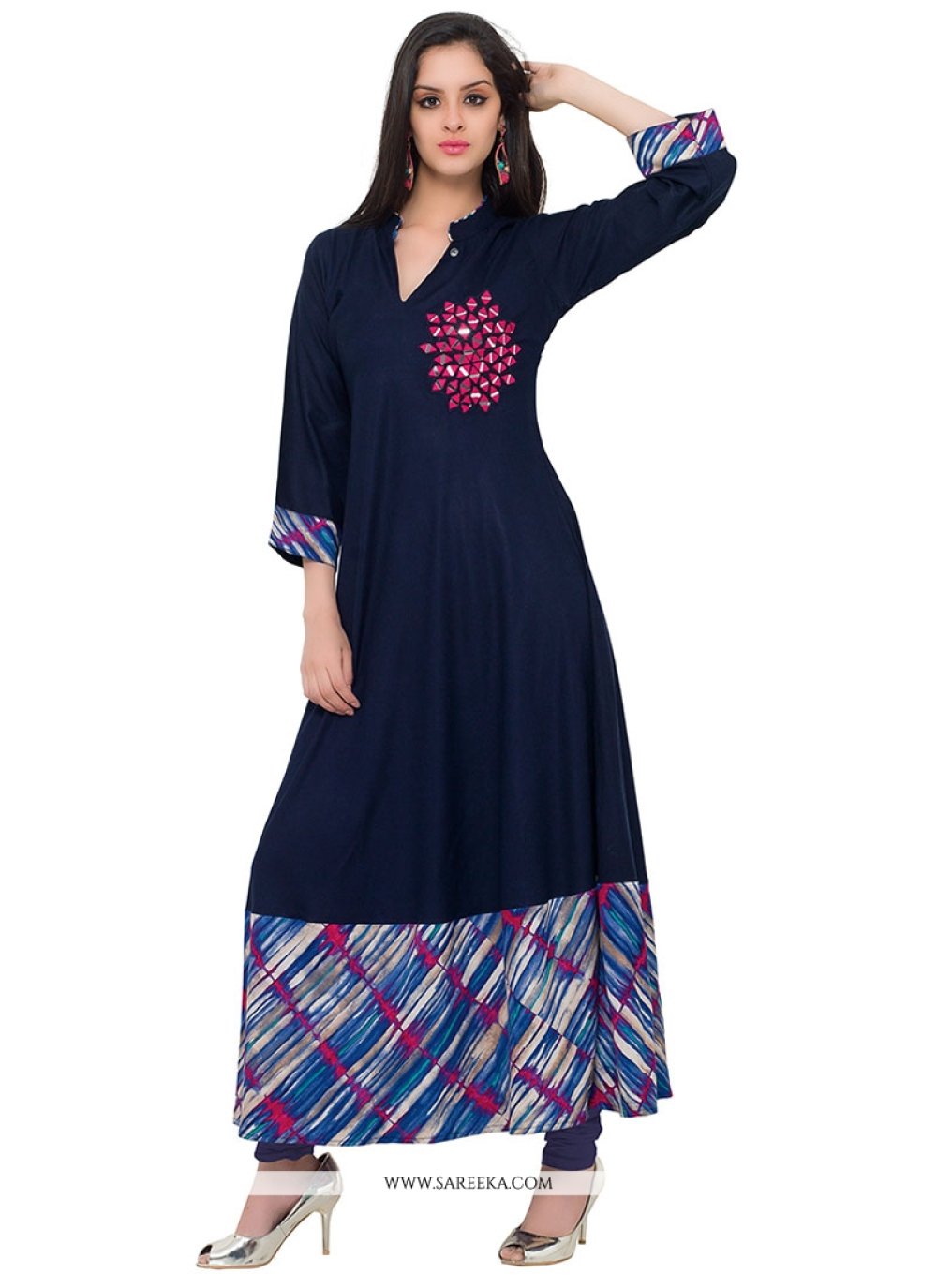blue frock kurti