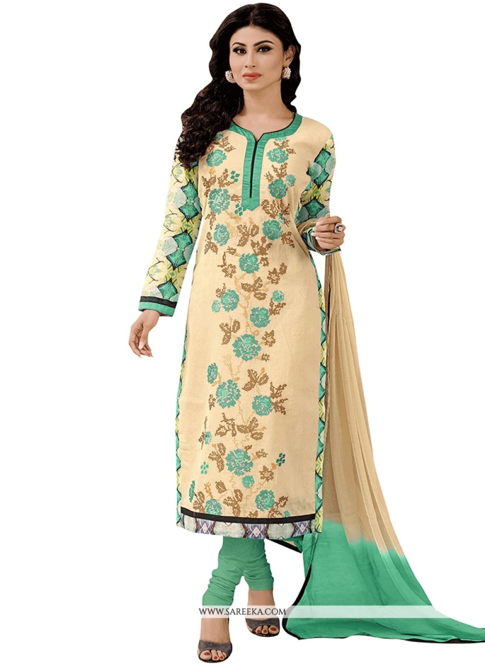 Buy Sea Green Color Churidar Suit : 177577 -