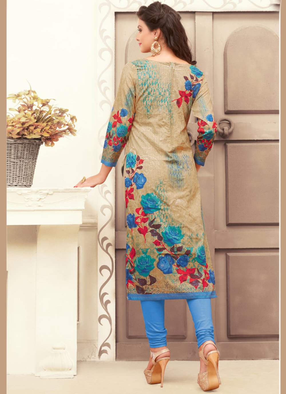 multi colour checked churidar