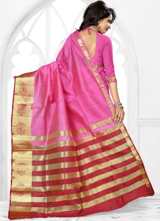 Weaving Work Pink Designer Traditional Saree