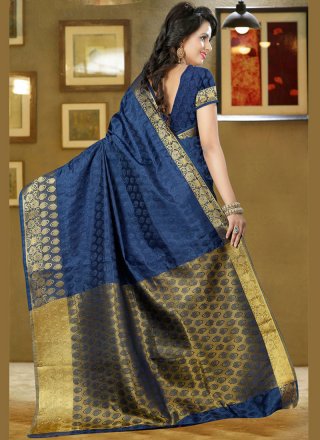 Navy Blue Weaving Work Art Silk Designer Traditional Saree