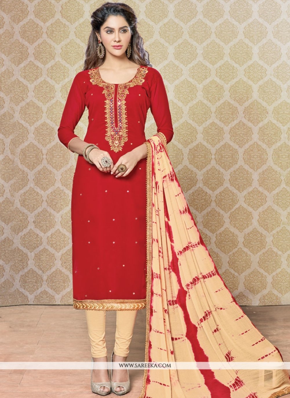 plain suit with lace design