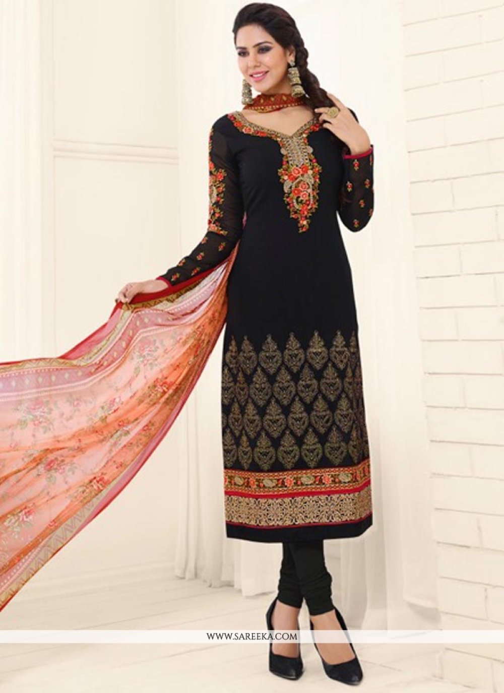 Black churidar shops suit designs