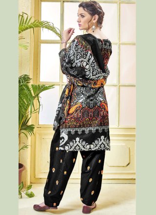 Print Work Black Cotton   Punjabi Suit