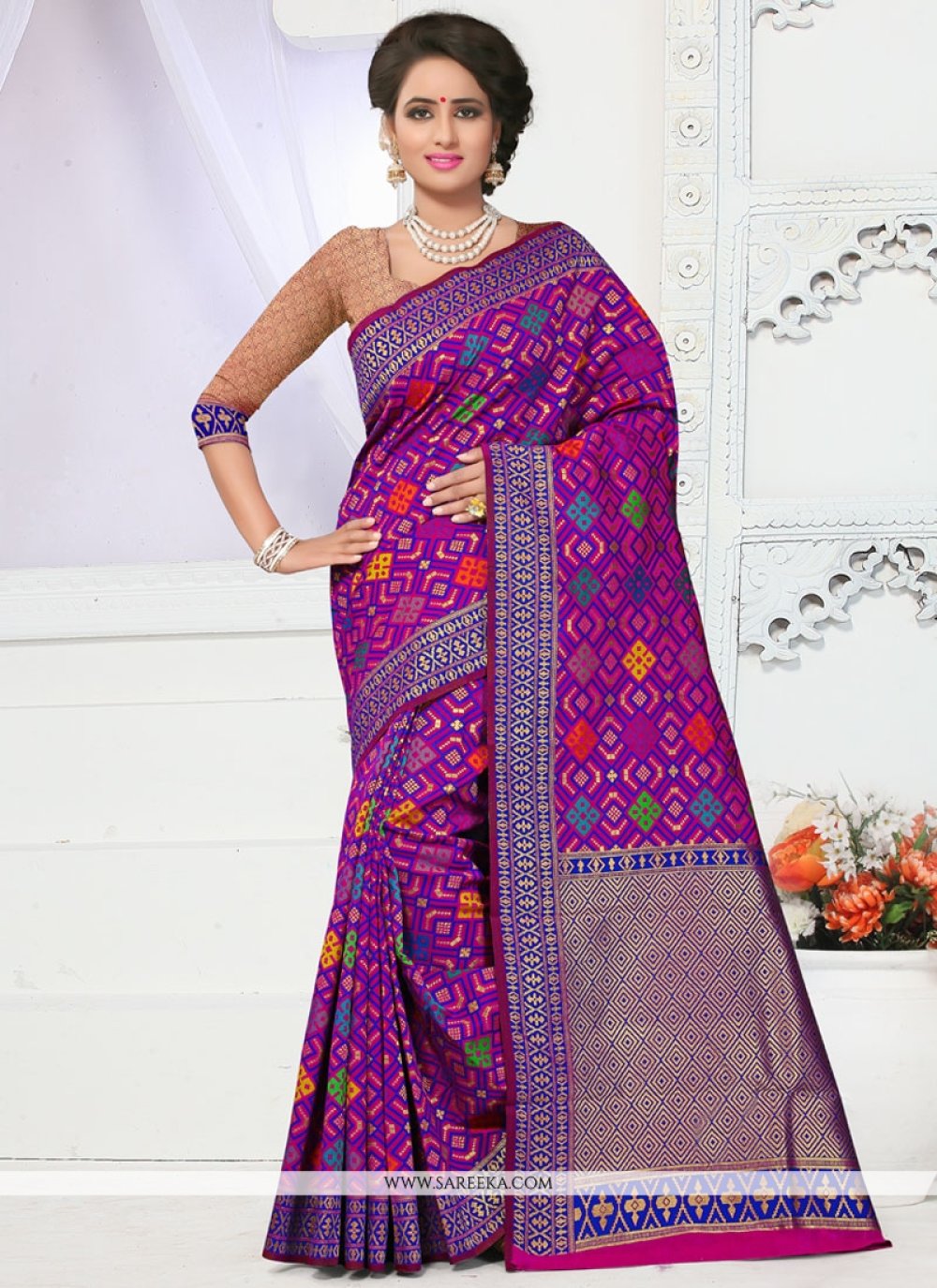 Buy Banarasi Silk Weaving Work Traditional Saree Online : Malaysia