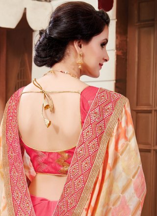 Faux Georgette Patch Border Work Printed Saree