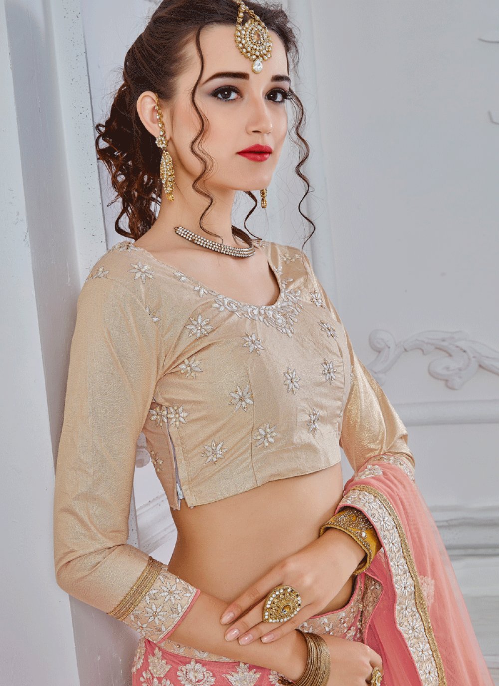 rose lehenga choli