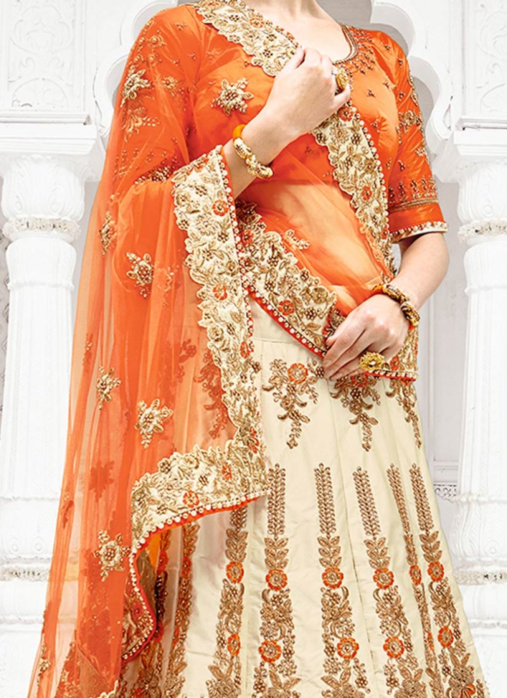 Cream & Gold Lehenga Set – Seema Gujral