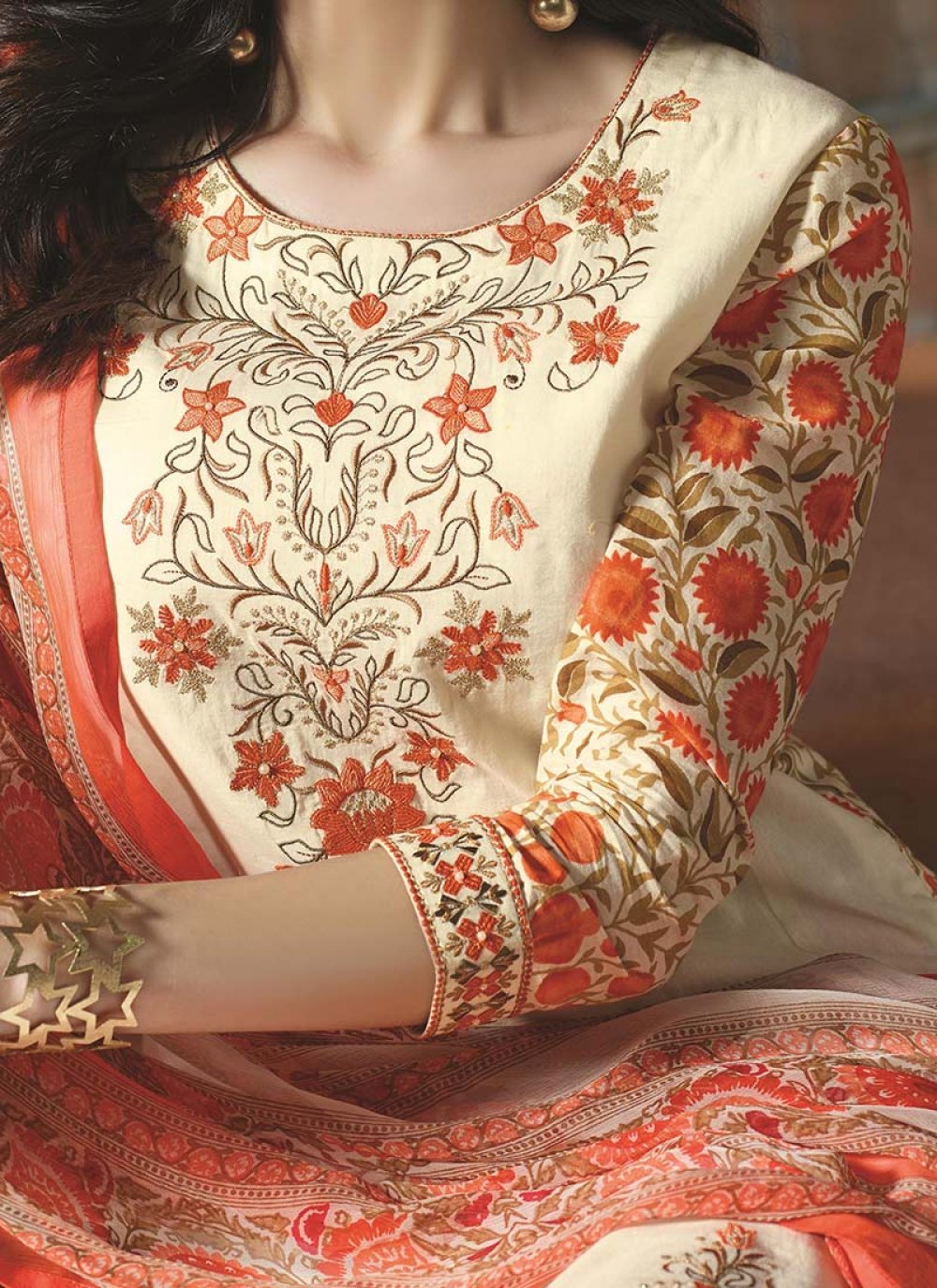 churidar material with embroidery work