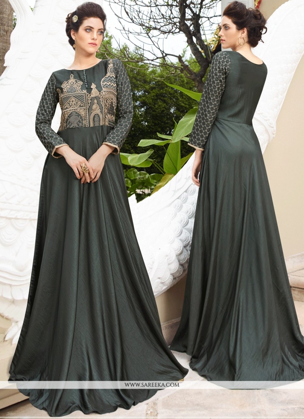 satin silk gown design