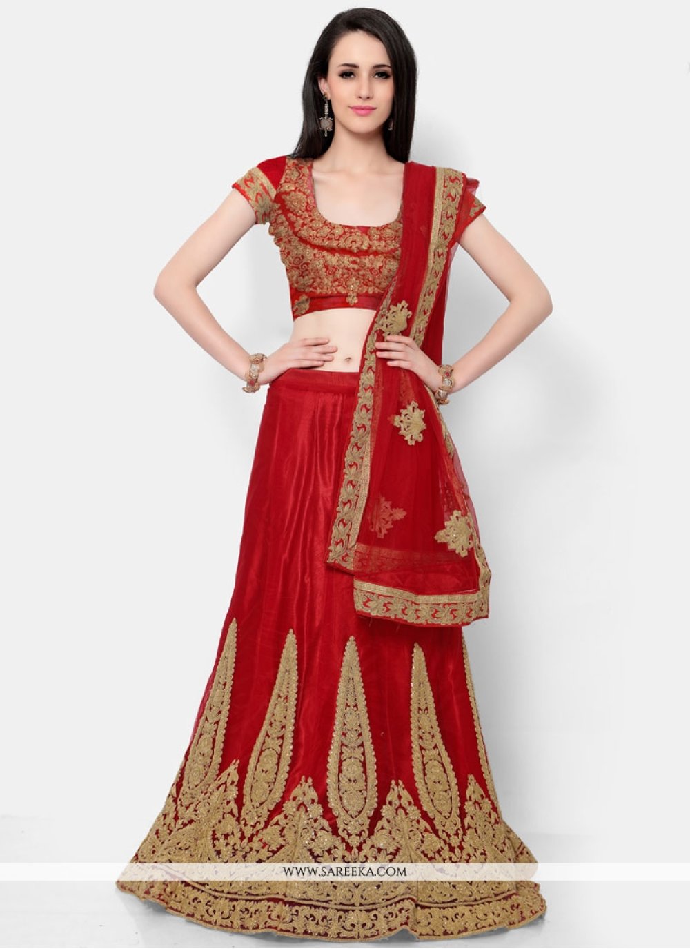 Buy Patch Border Work A Line Lehenga Choli Online : France