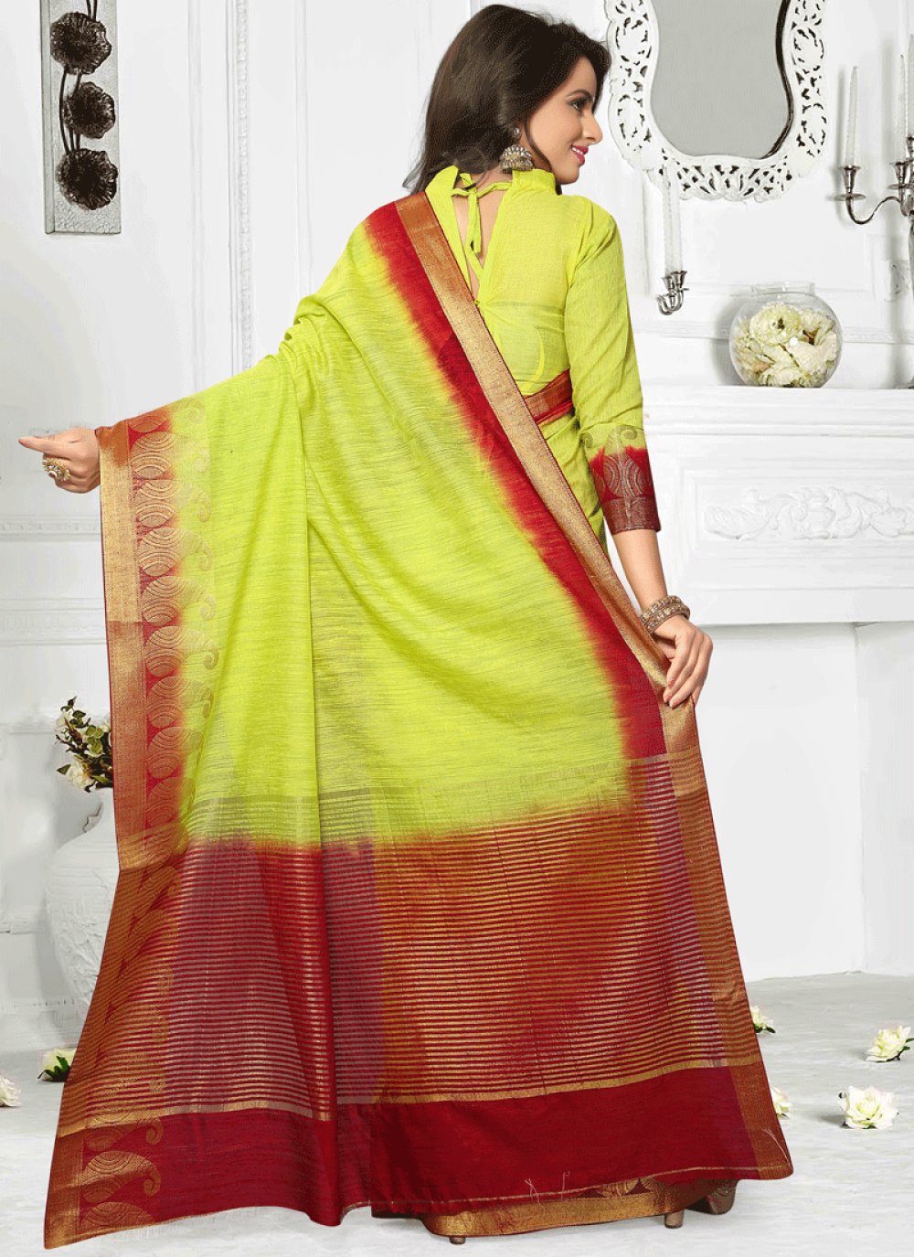 latest thread work sarees