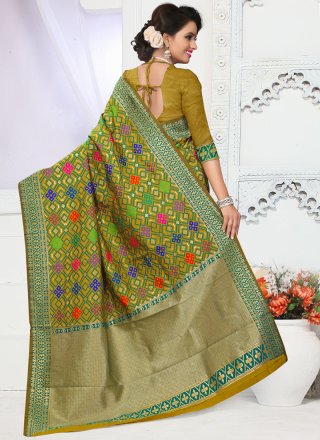 Green Weaving Work Traditional Designer Saree