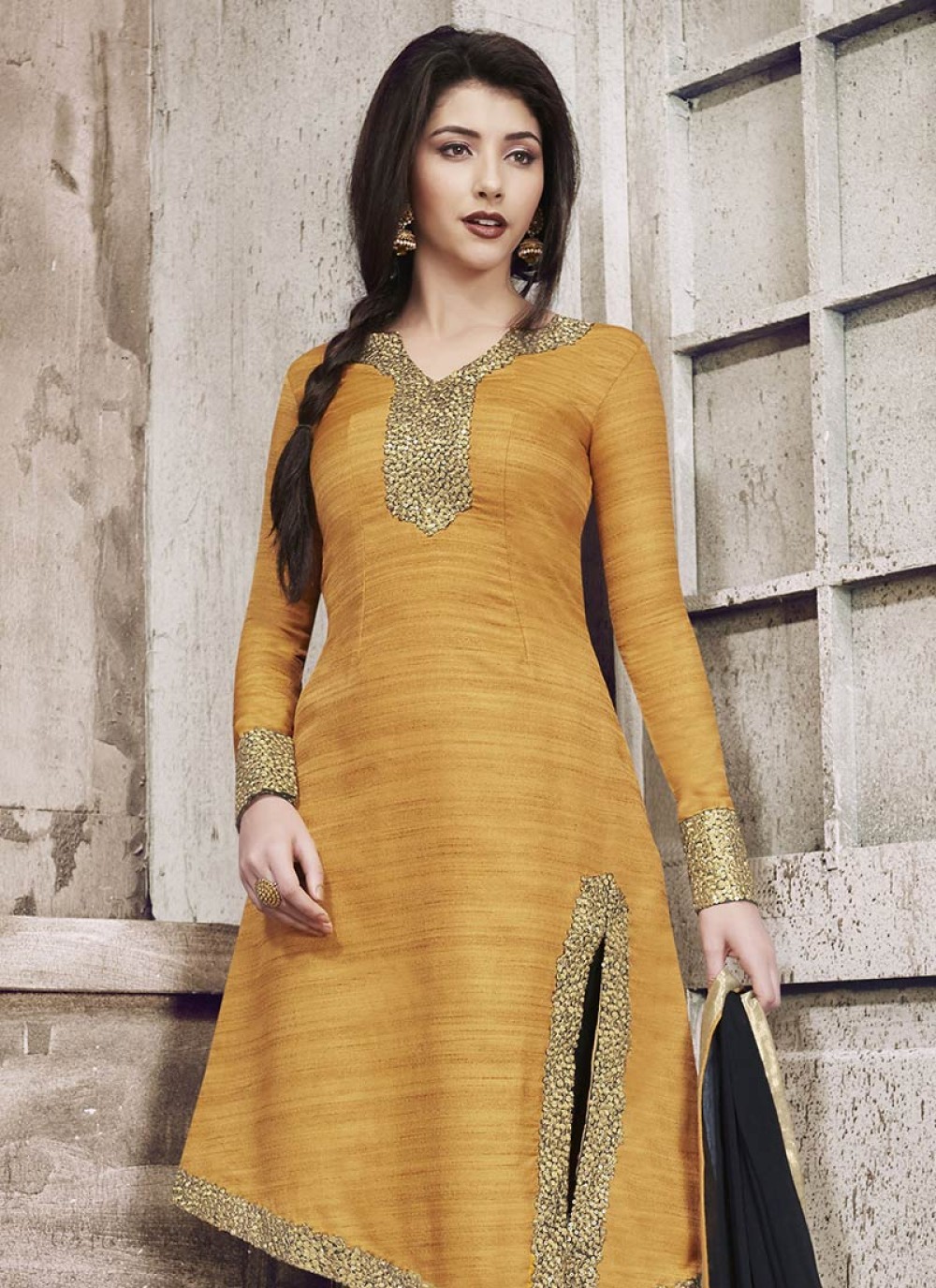 Buy Khadi silk Mustard Pant Style Suit Online : Germany