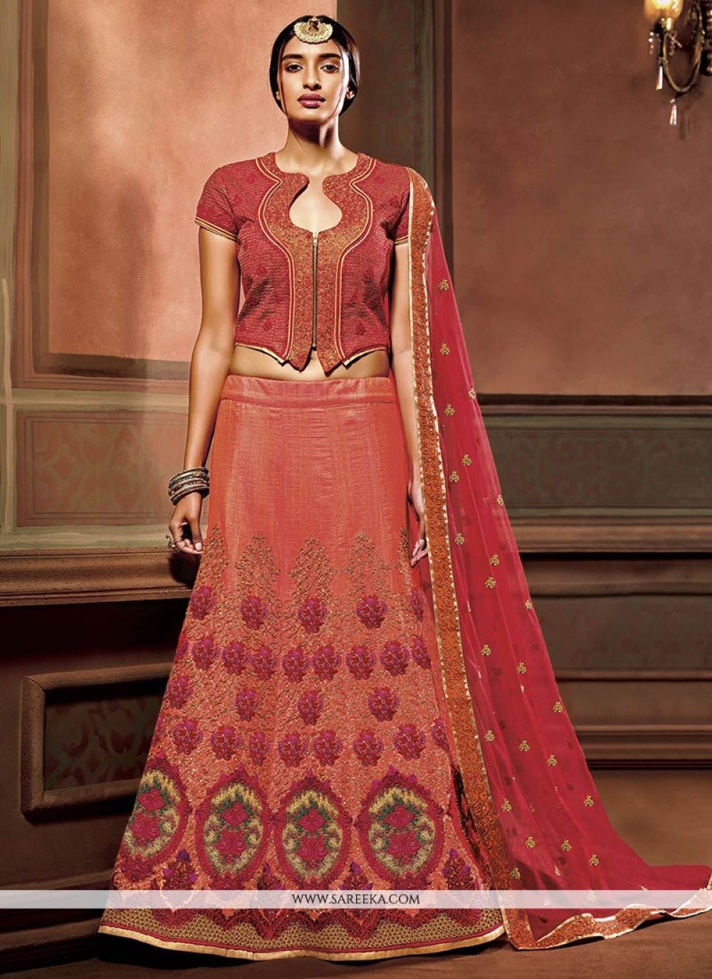 Ethnic Wear Buy Lenghas Online Buy Art Silk Patch Border Work