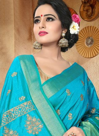 Art Silk Blue Traditional  Saree